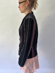 devil wears prada | medium black and pink pinstripe blazer jacket