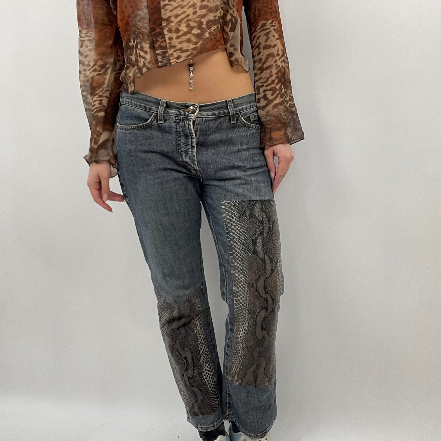 MOB WIFE DROP | small just cavalli jeans with snakeskin pattern