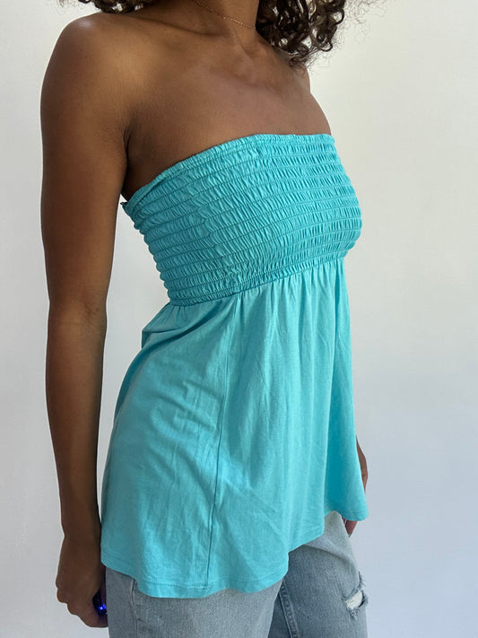 beach drop | small/medium blue ruched bandeau style top