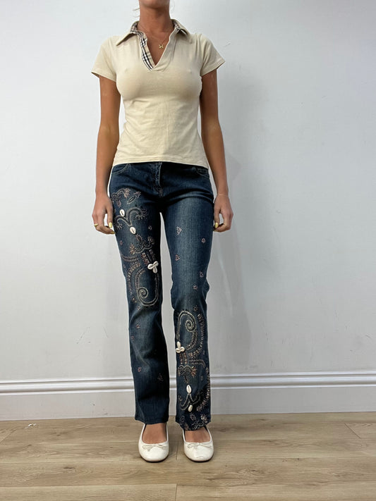 vintage edit twelve | small dark wash embroidered jeans