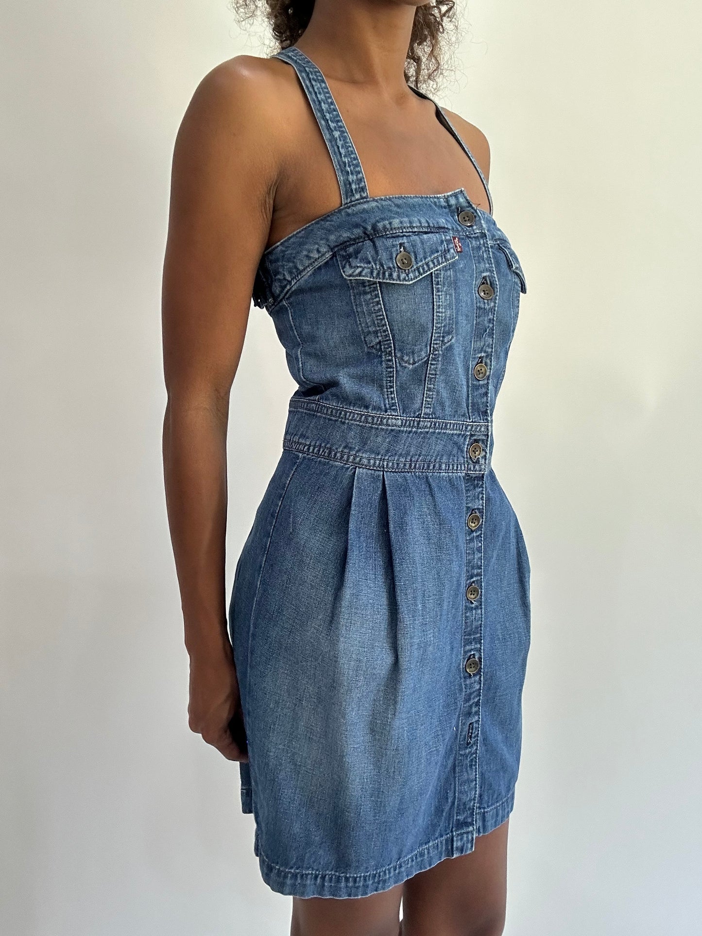 wag drop | small blue levi’s denim mini dress