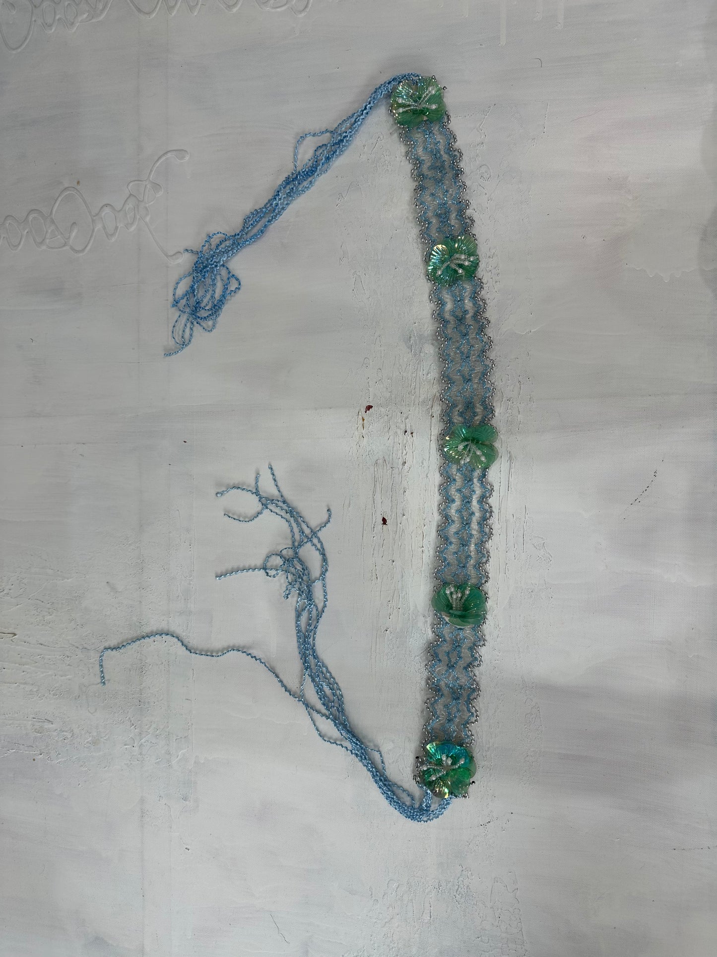 vintage edit: halloween | blue sequin tie up belt with 3d flower detail