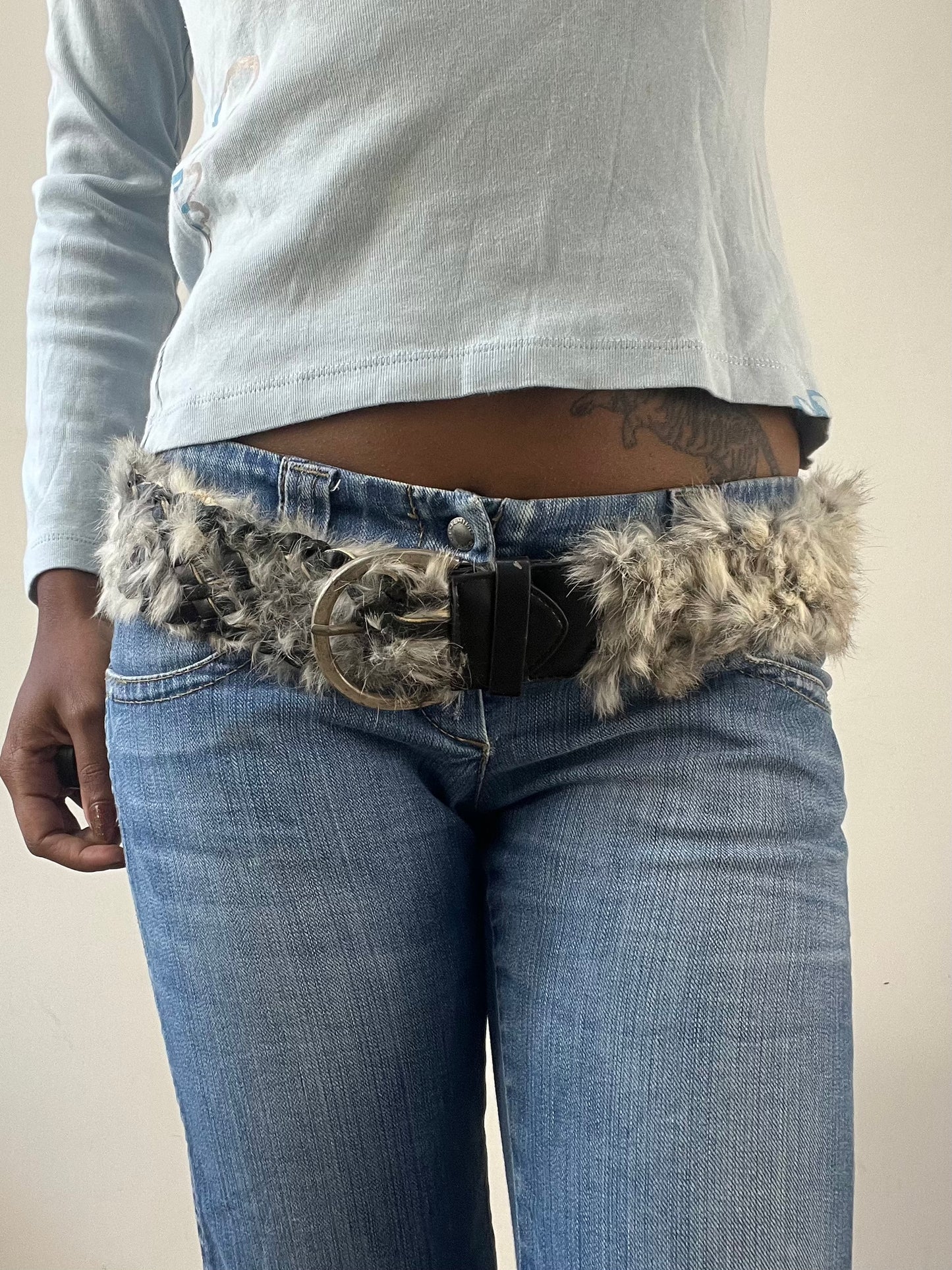 BEST PICKS | grey faux fur braided belt