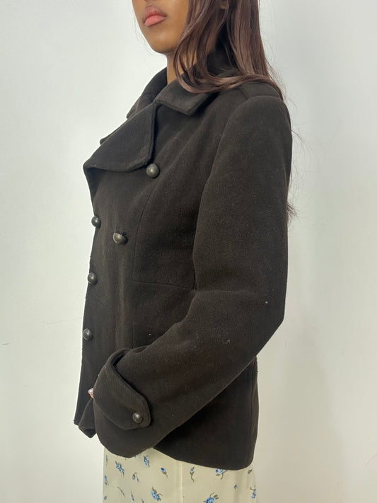 BEST PICKS | medium brown wool double breasted collared jacket