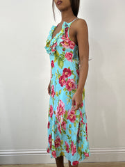 BEST PICKS | small blue mesh overlay maxi dress