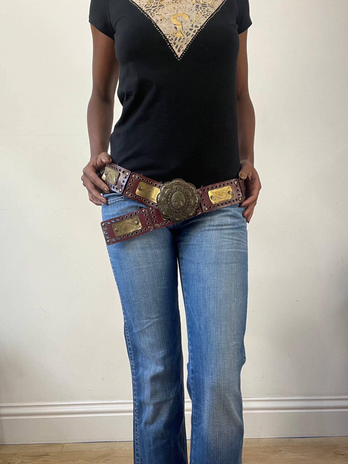 BEST PICKS | one size burgundy statement belt with gold hardware