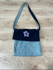 💚 miley cyrus edit | blue denim fold over crossbody bag with flower detail