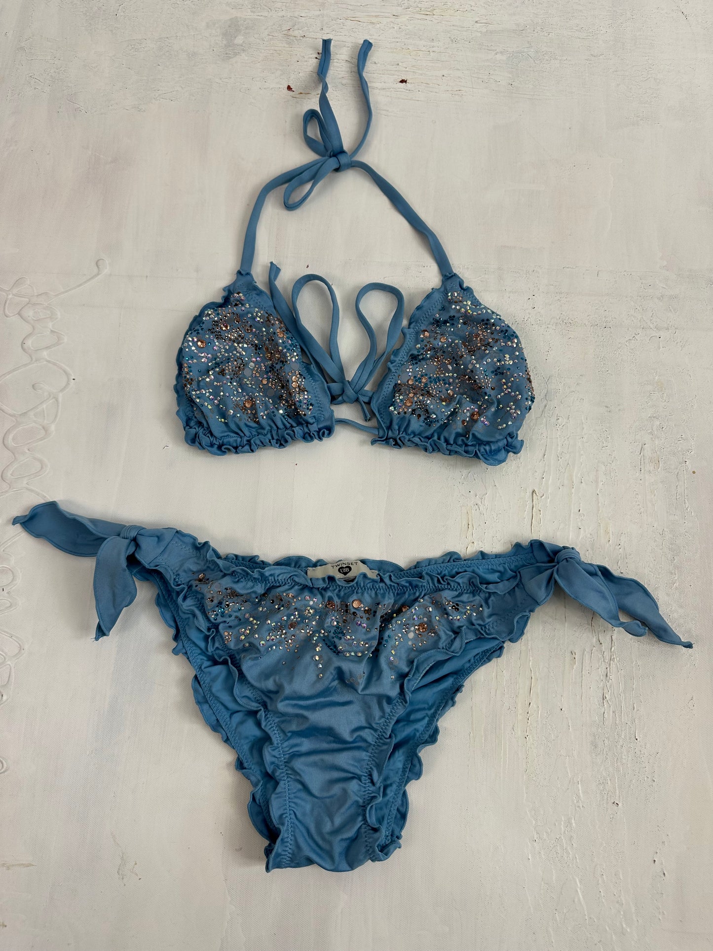BEST PICKS | small blue rhinestone bikini set