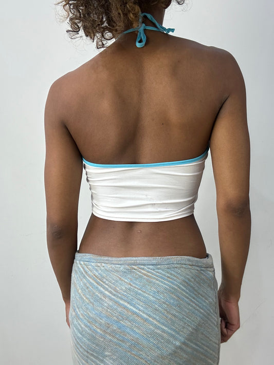 athleisure edit | small/medium blue cropped halterneck top