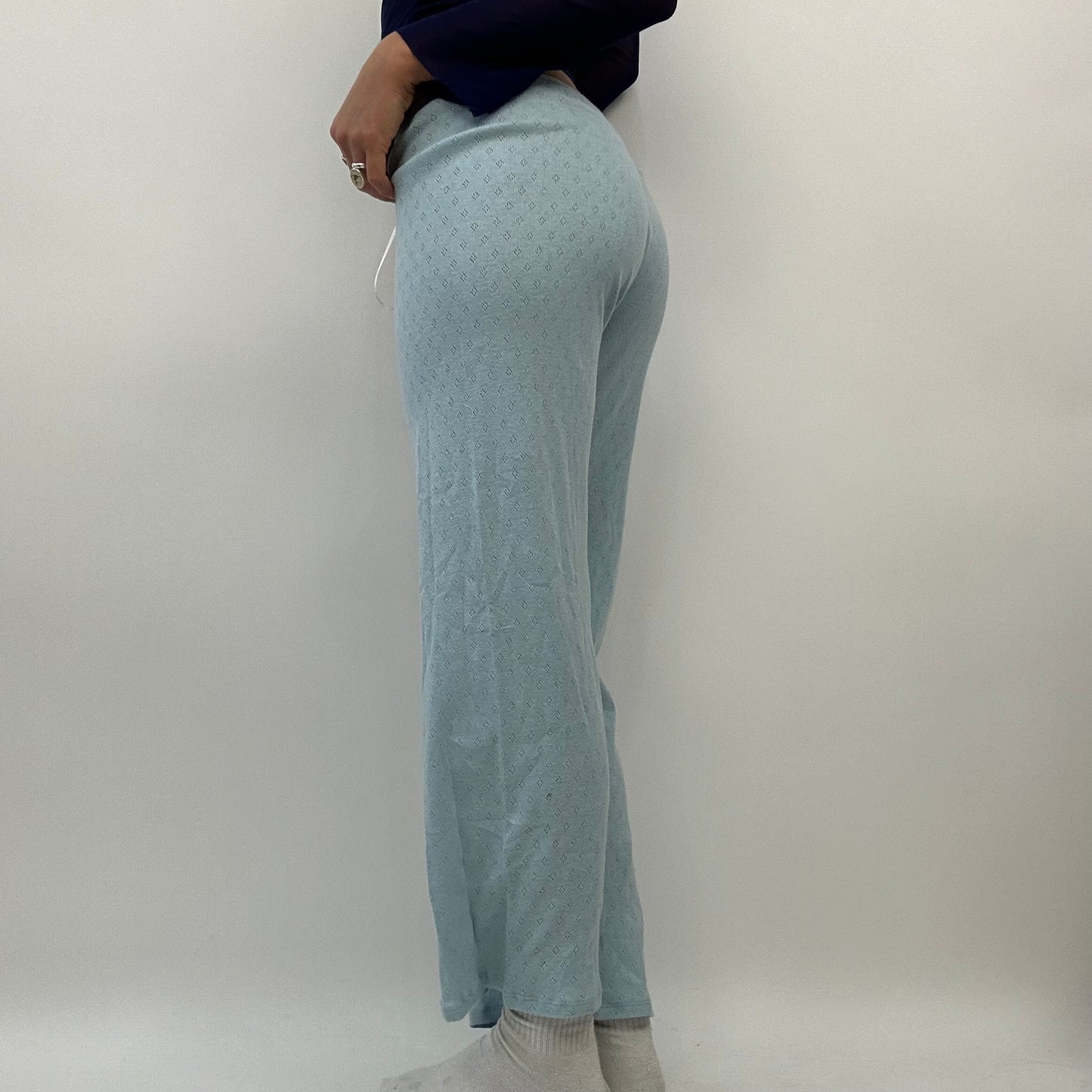 #106 SAMPLE SALE | extra small baby blue pointelle trousers