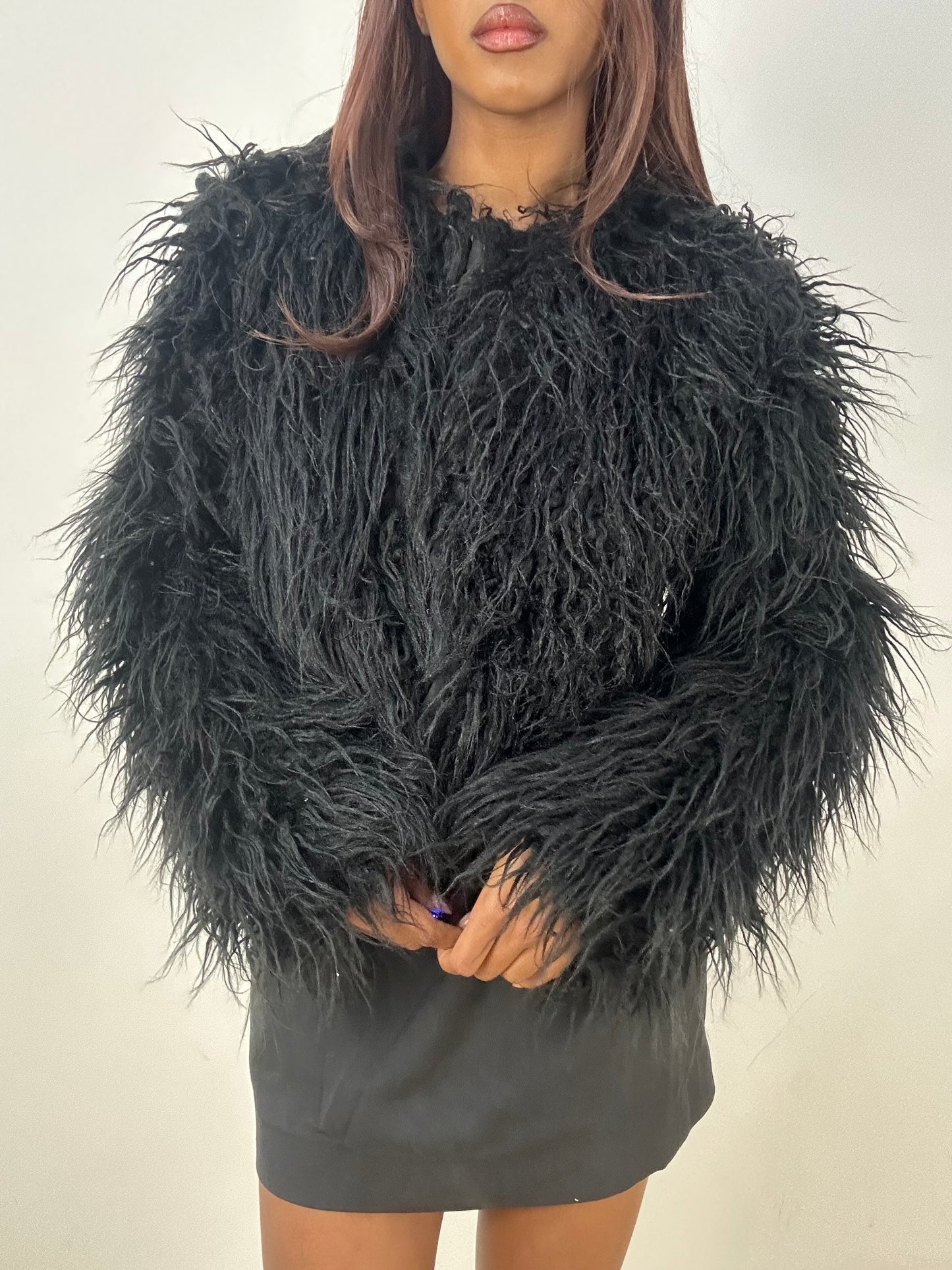 vintage edit thirty-three | small black shag fur jacket