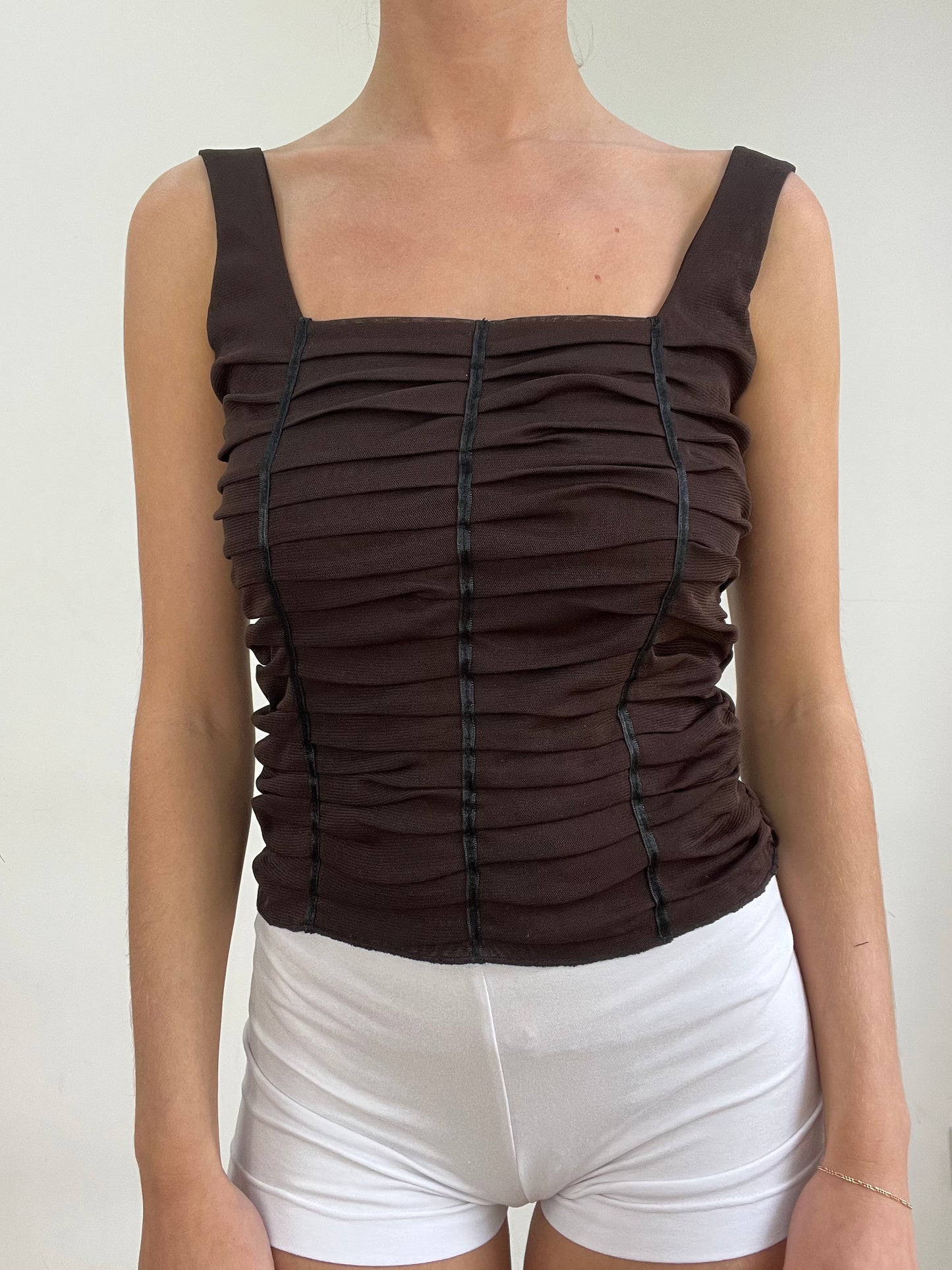 #342 SAMPLE SALE | small brown corset style top