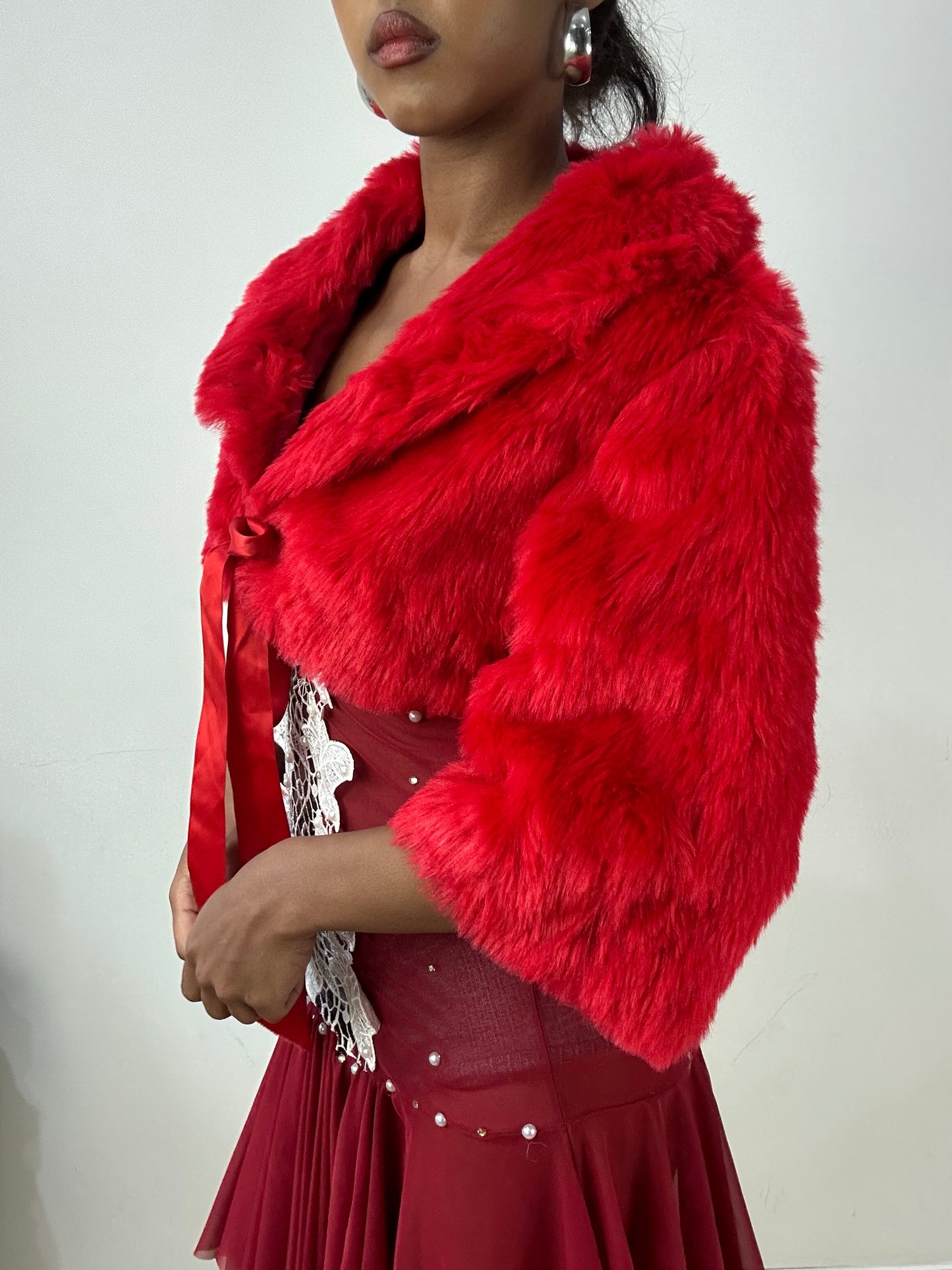 vintage edit: halloween | small red faux fur cropped shrug