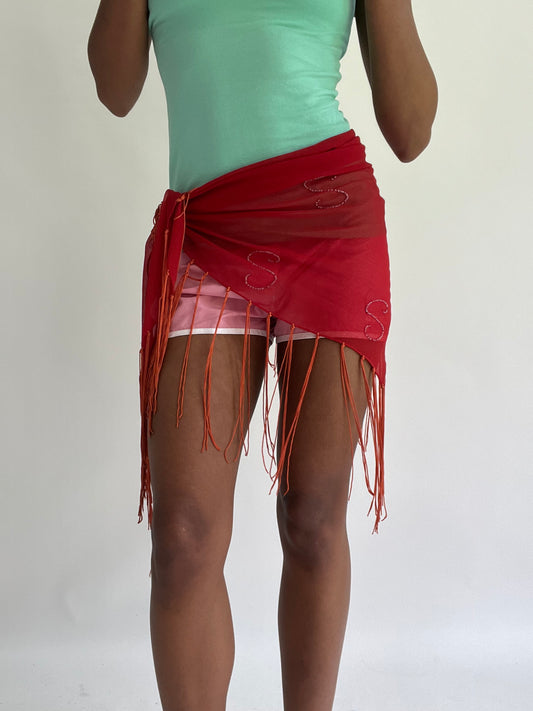 zara larsson drop | one size red and orange beach coverup skirt