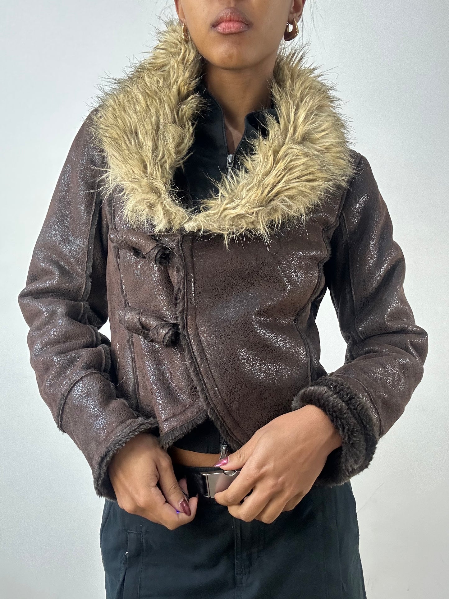 winter edit | small brown jacket with faux fur trim