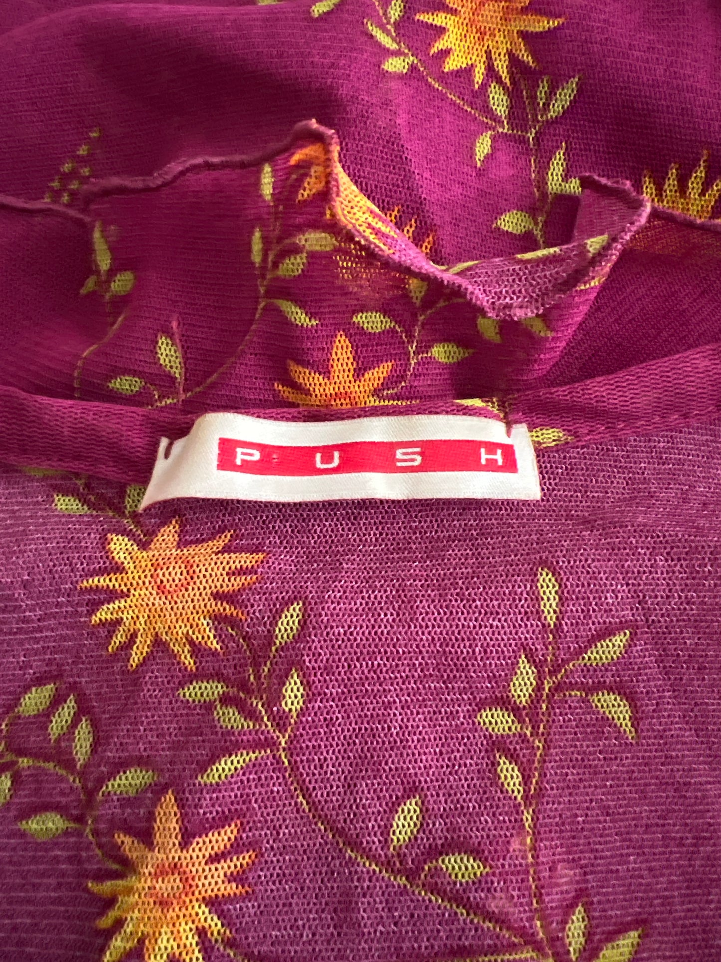 gilmore girls | small magenta mesh floral button front top
