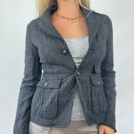 💻 AMELIA GRAY DROP | small grey checkered textured blazer