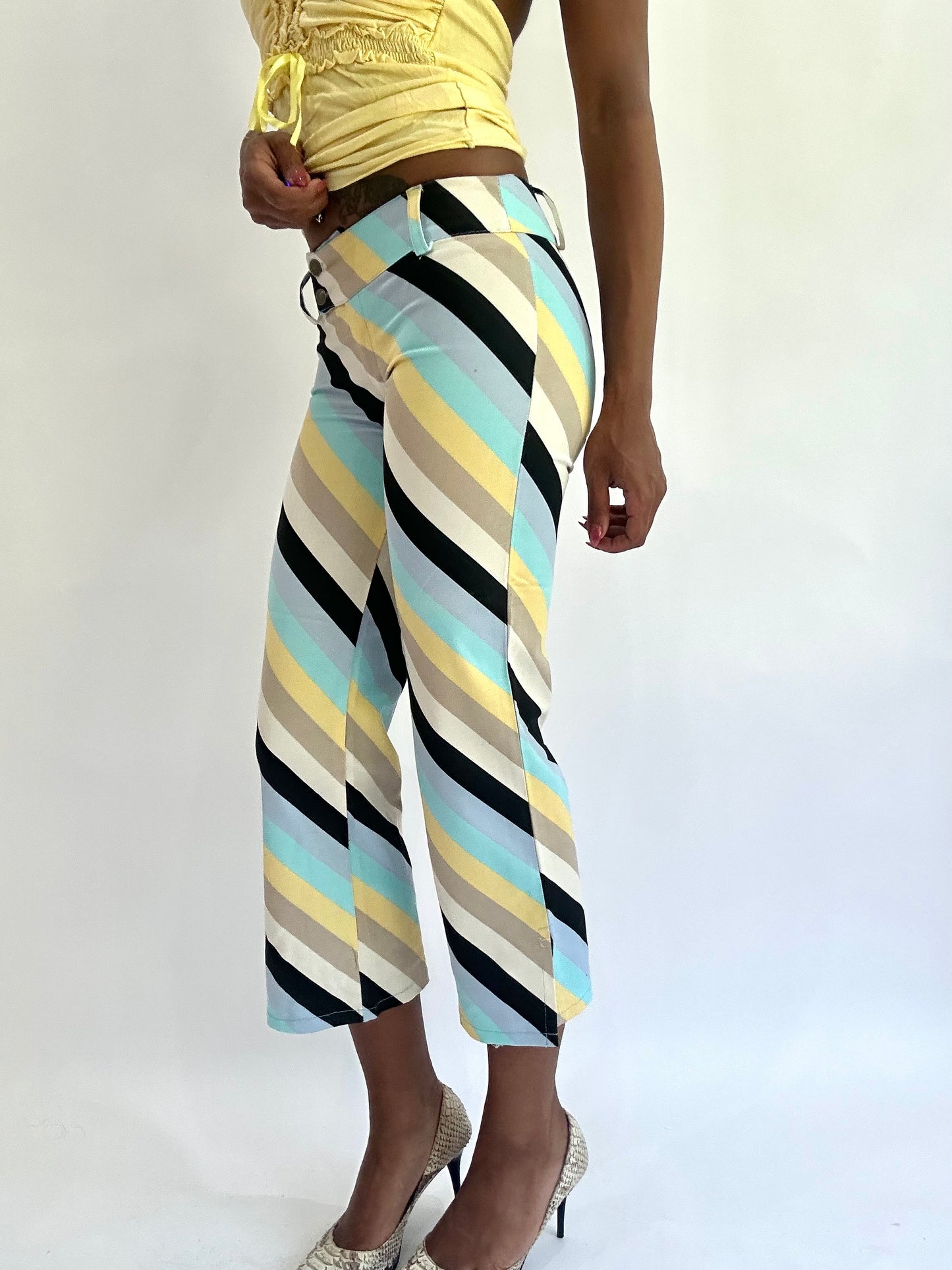 ‼️colourmaxxing drop | extra small blue striped cropped trousers