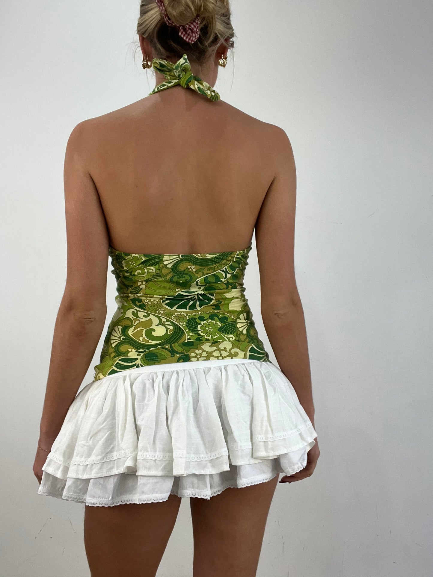 vintage edit fourteen | small green floral halterneck top