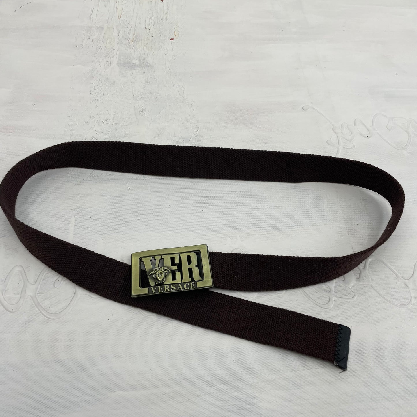 LIGHT ACADEMIA DROP | brown versace belt with gold buckle