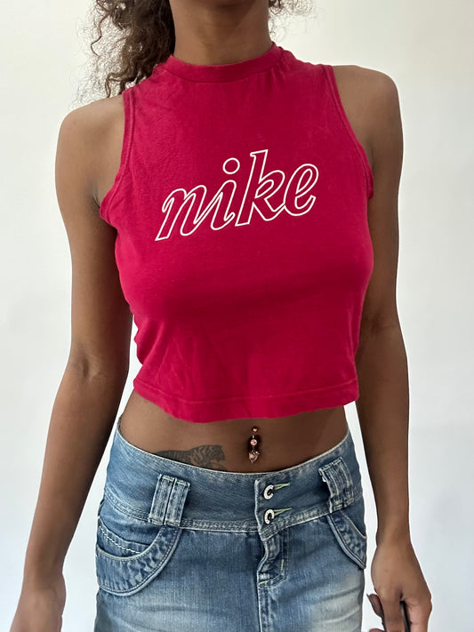 wag drop | small red nike cropped tank top