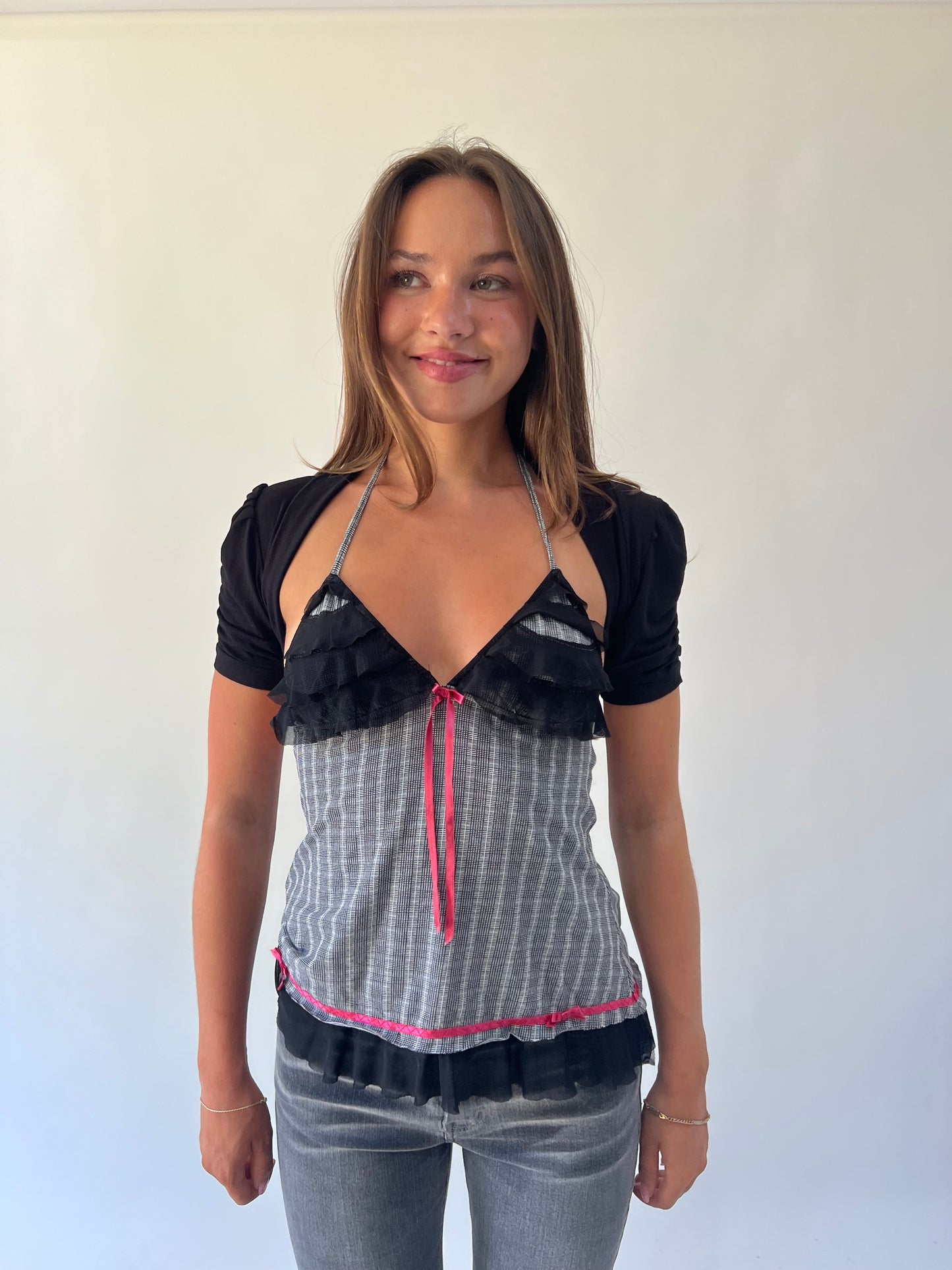 back to school drop | small black short sleeve bolero