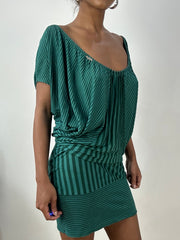 vintage edit: halloween | medium green killah striped batwing mini dress