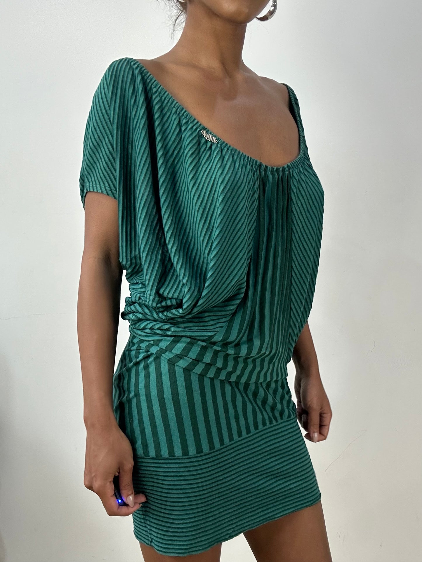 vintage edit: halloween | medium green killah striped batwing mini dress