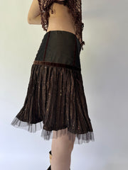 festival drop | S码 棕色 tulle tutu 迷你半身裙