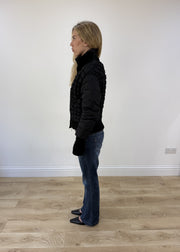 small black quilted puffer jacket
