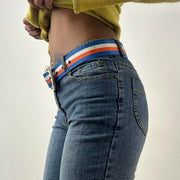 ⭐️💻 | taille: OS · couleur: bleu + orange + blanc · matière: nylon · article: ceinture · détails: clous + boucle