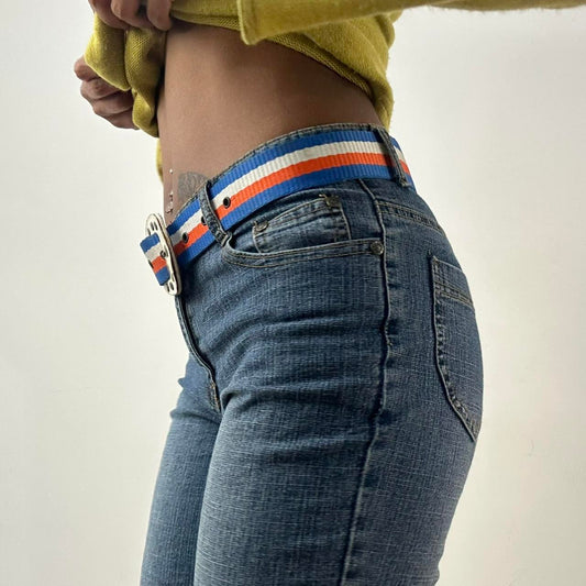 ⭐️💻 | one size blue and orange nylon belt with white studded buckle