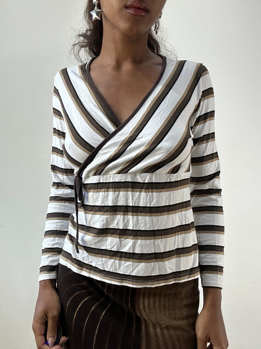 BEST PICKS | medium white and brown striped long sleeve top