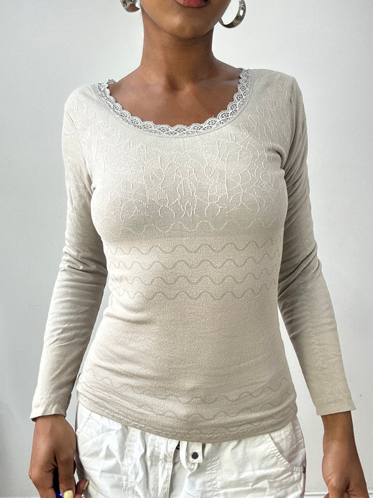 vintage edit thirty-two | extra small grey fleece lined long sleeve top