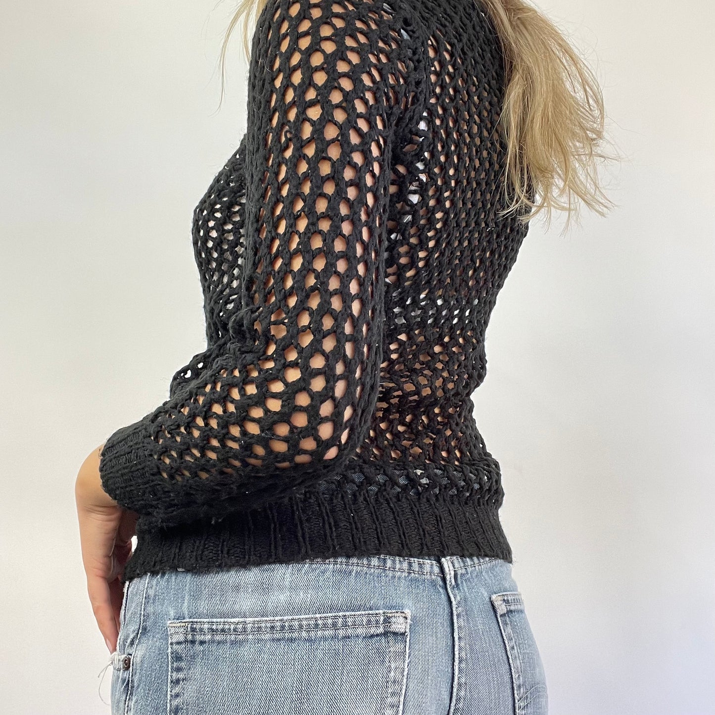 💚💻 GRUNGE COQUETTE DROP | small black crochet jumper