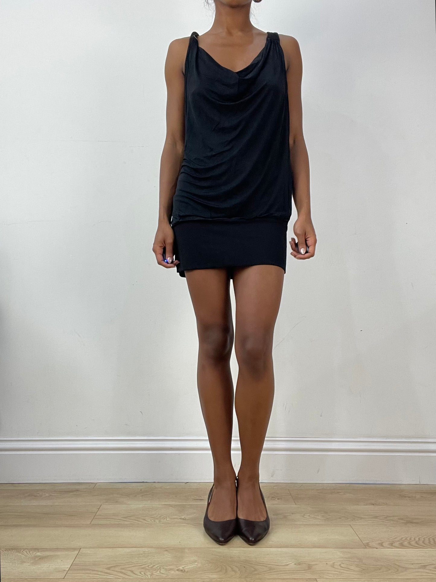 vintage edit: halloween | medium black miss sixty draped mini dress
