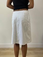 vintage edit twenty-seven | Pequeno preto e branco polka dot midi skirt