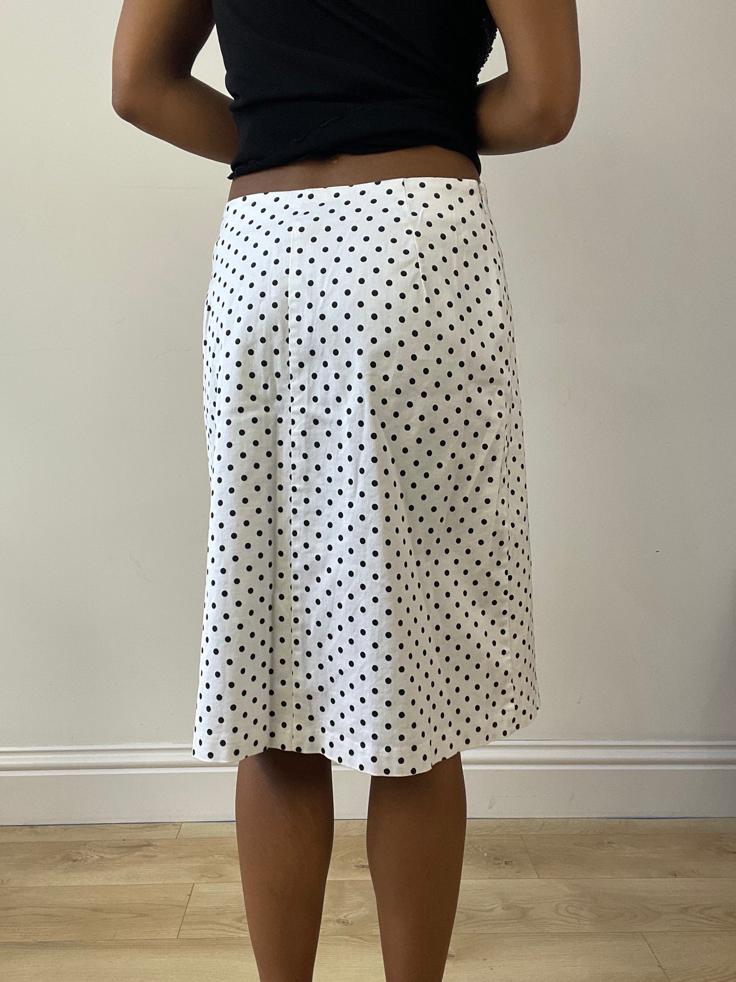 vintage edit twenty-seven | small black and white polka dot midi skirt