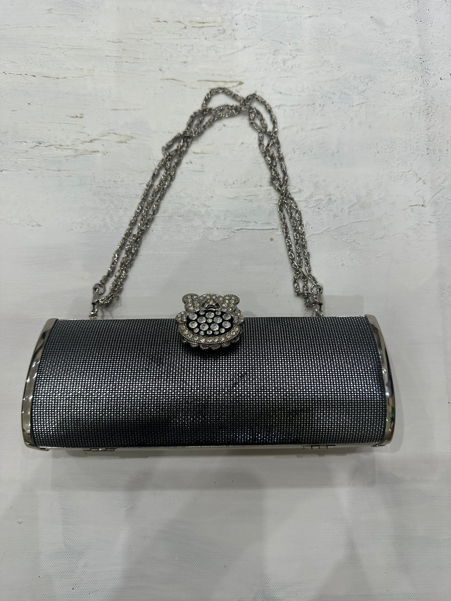 wedding guest drop | silver clutch chain bag