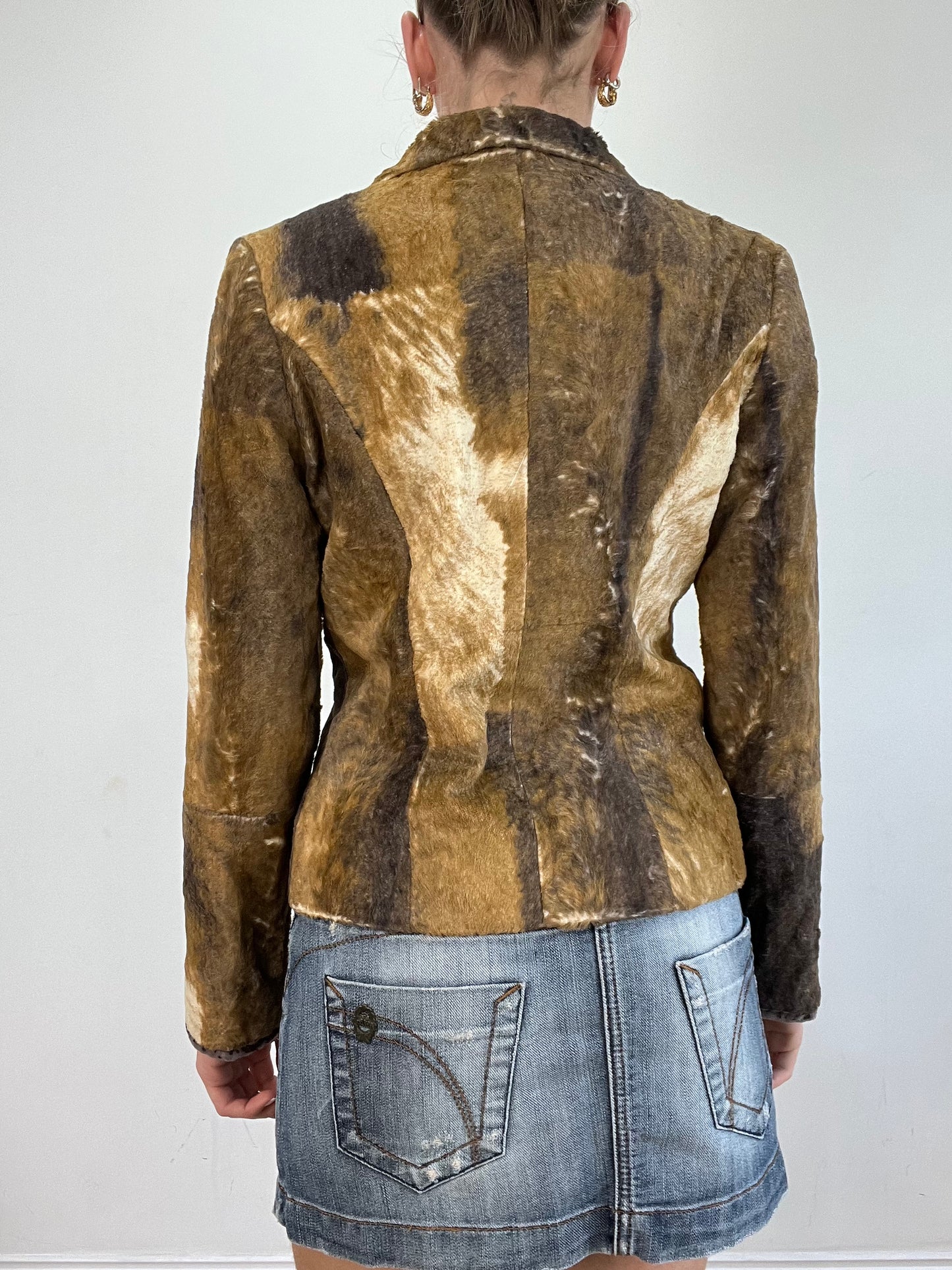 vintage edit twenty | small brown faux fur animal print pony print jacket