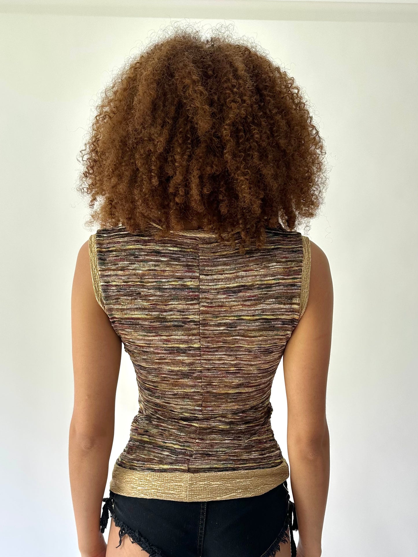 festival drop | medium gold striped tank top