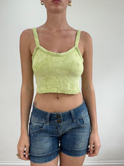 💻‼️ lime green ribbed velour crop top