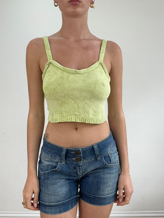 💻‼️ lime green ribbed velour crop top