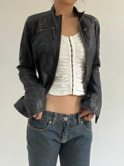 autumn picks | small black zip up leather jacket