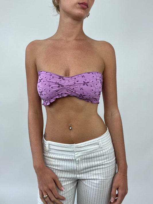 PALM BEACH DROP | small purple bandeau bikini top with floral print