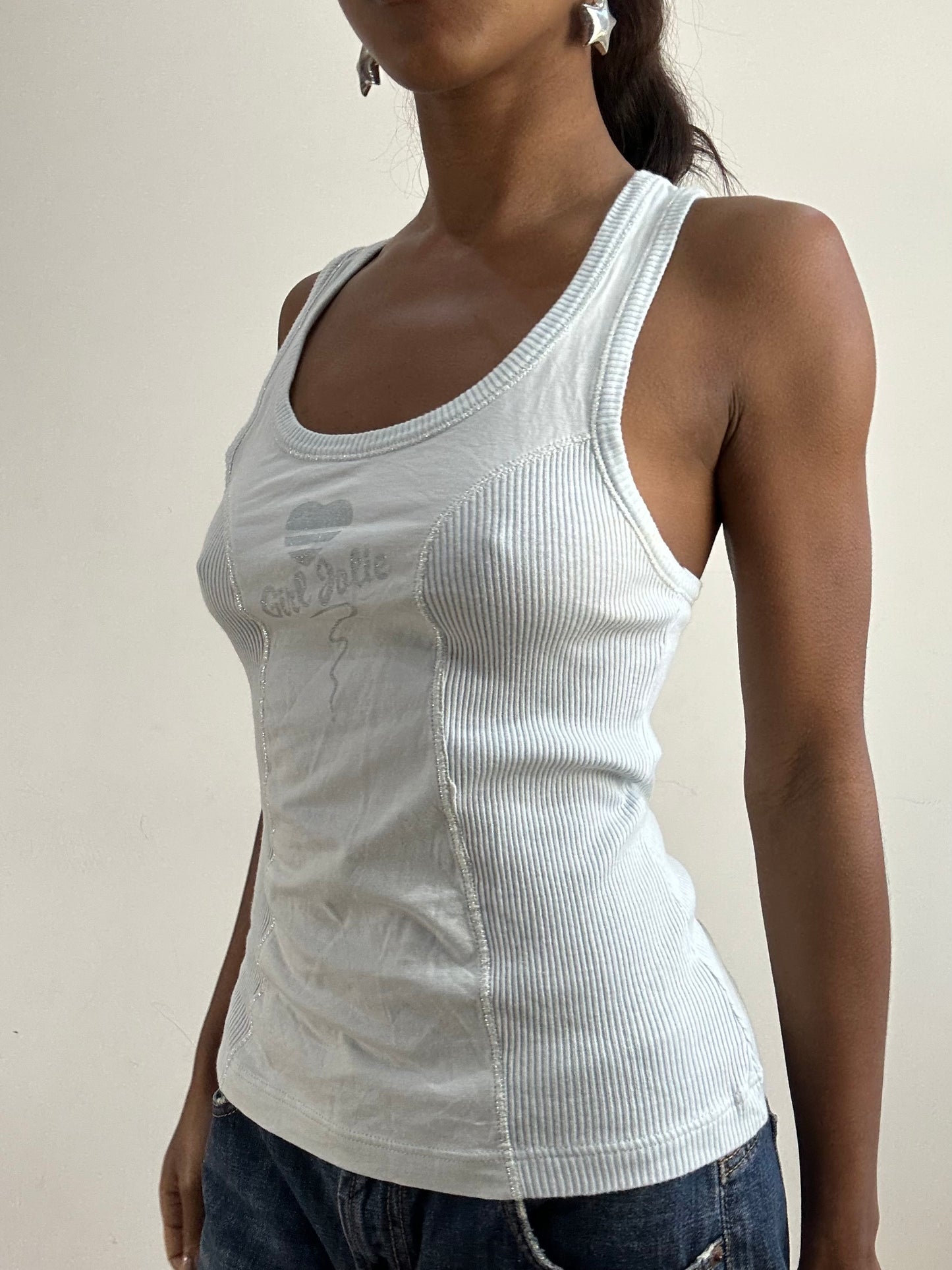 BEST PICKS | small light blue tank top with knit panels