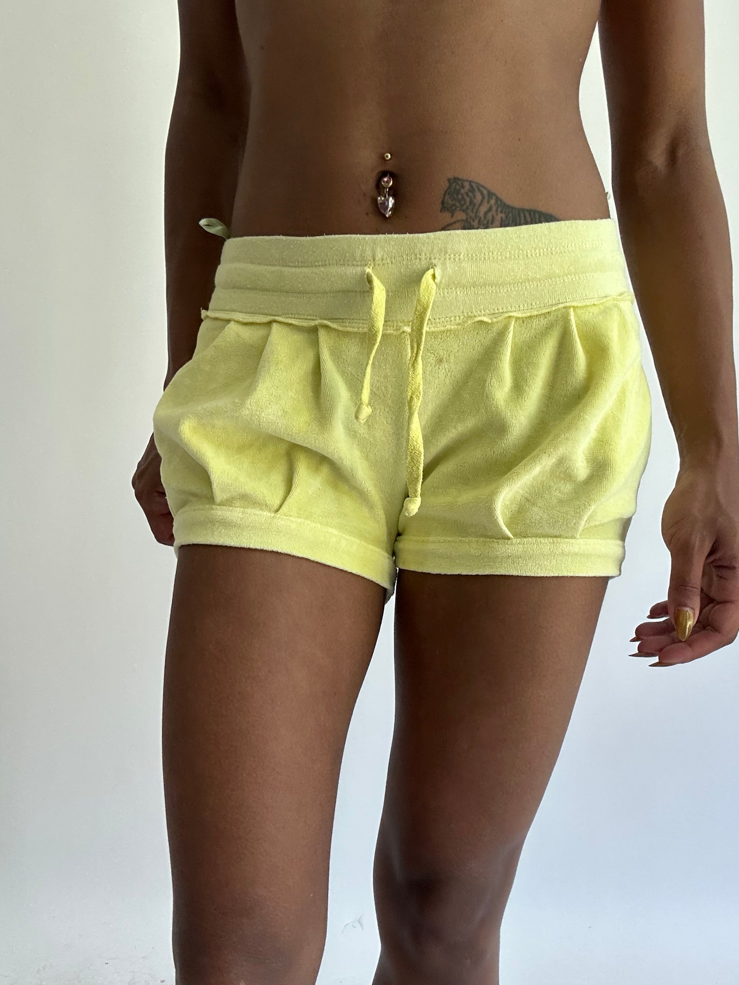 BEST PICKS | small yellow towelling mini shorts