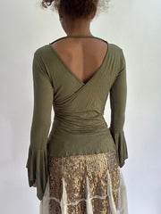 olivia rodrigo drop | taille: S · couleur: vert · article: haut · détails: manches longues + sequins + détail