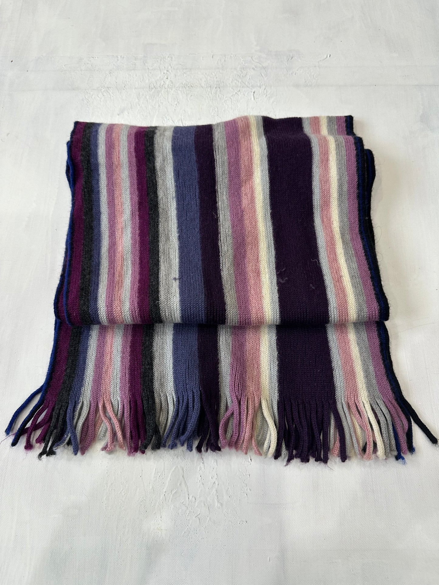 winter edit | purple and pink striped tassel scarf