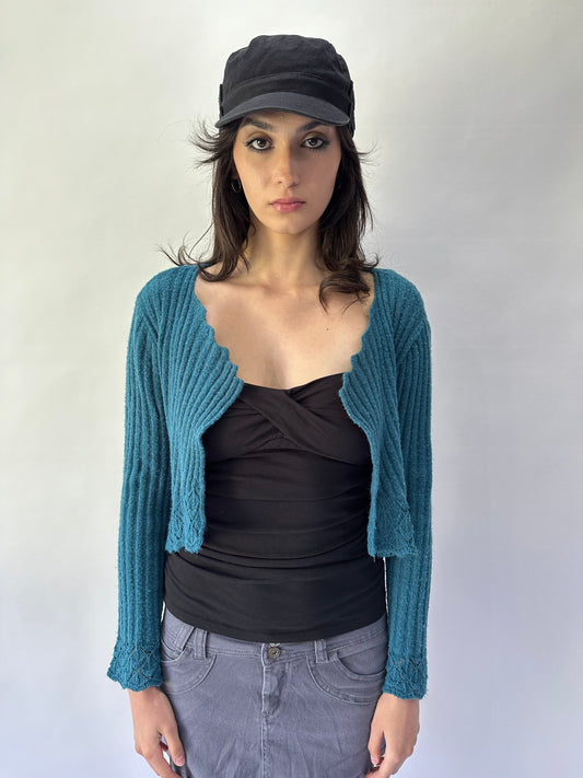 devil wears prada | small blue knit cardigan